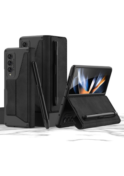 Samsung Galaxy Z Fold4 Için Zırh Flip Deri Kılıf (Yurt Dışından)