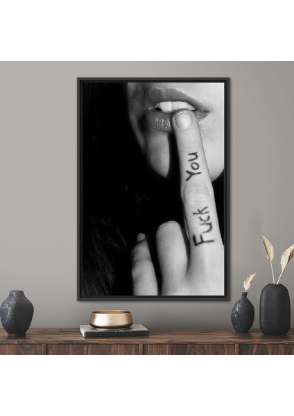 1 Parça Siyah Çerçeveli Kanvas Tablo Kadın Kanvas Dekor Kadın Posteri