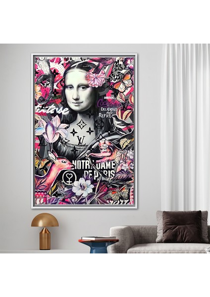 1 Parça Beyaz Çerçeveli Kanvas Tablo Kadın Baskılı Moda Baskılı Çağdaş Sanat fiyatları