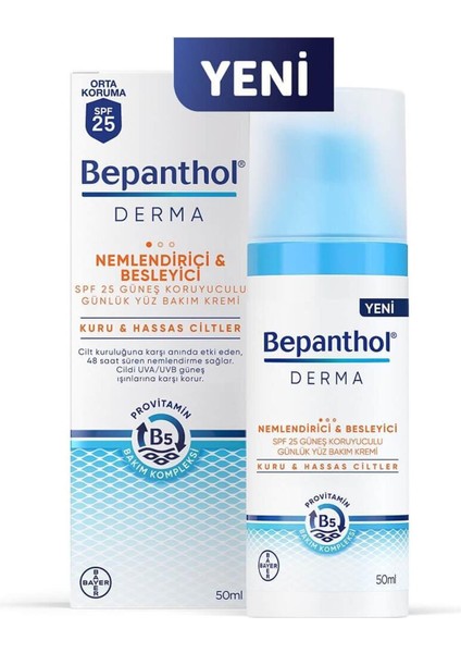 Bepanthol Derma Yüz Bakım Kremi Nemlendirici Spf 25 50 ml