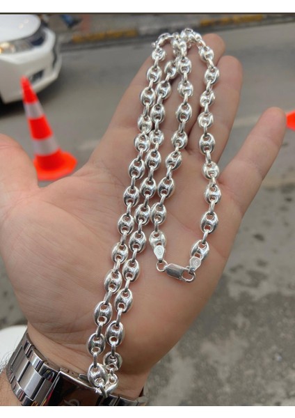 925 Ayar Gümüş 65 cm Uzunluk 8 mm 36 gr Kahve Çekirdeği Kolye modelleri