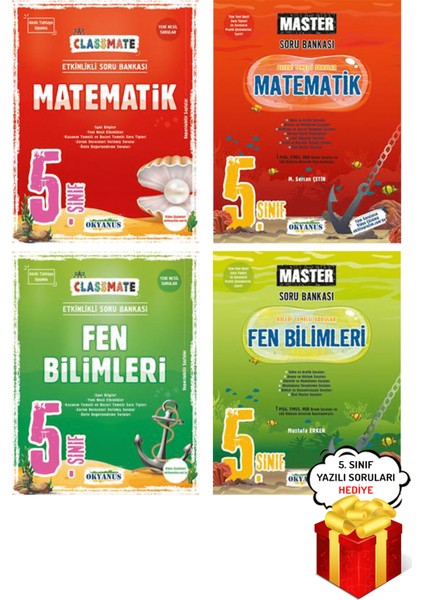 5. Sınıf 4'lü Matematik ve Fen Bilimleri Soru Bankası Seti Okyanus Yayınları
