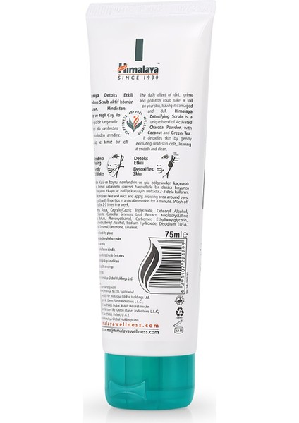 Detoks Etkili Arındırıcı Yüz Temizleyici Scrub, Aktif Kömür, Yeşil Çay, Parabensiz, Tüm Ciltler 75ml fiyatları