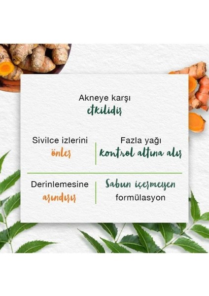 Peeling Etkili Arındırıcı Yüz Maskesi, Neem, Zerdeçal, Parabensiz, Normal ve Yağlı Ciltler, 75 ml