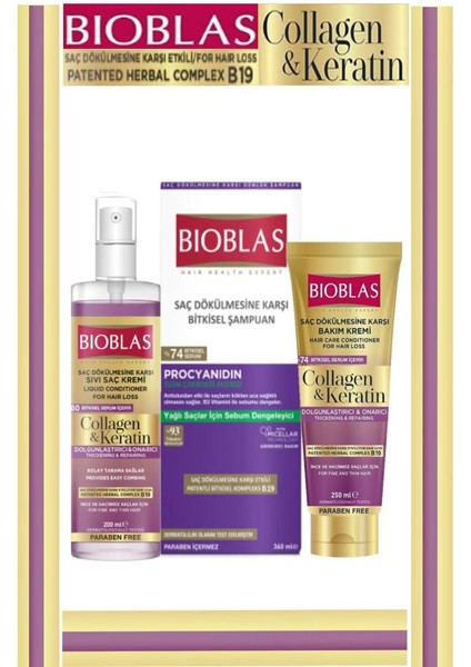 Yağlanmaya Karşı Collagen&Keratin 3'Lü Saç Bakım Seti