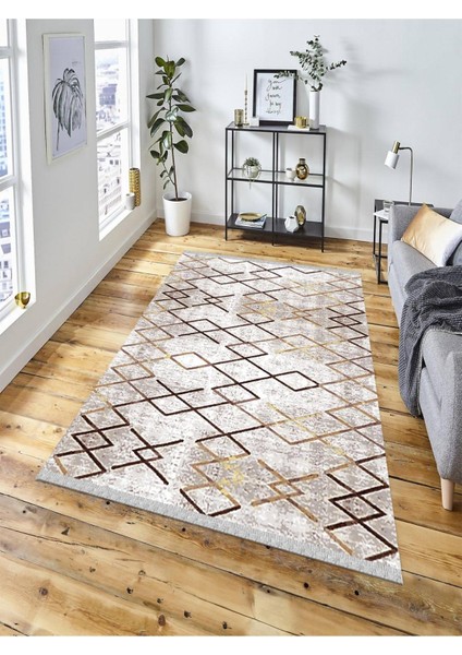 Dekoratif Kaymaz Taban Yıkanabilir Modern Halı DELÜX-5003