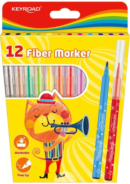 Yıkanabilir Keçeli Kalem 12 Renk (KR971587)
