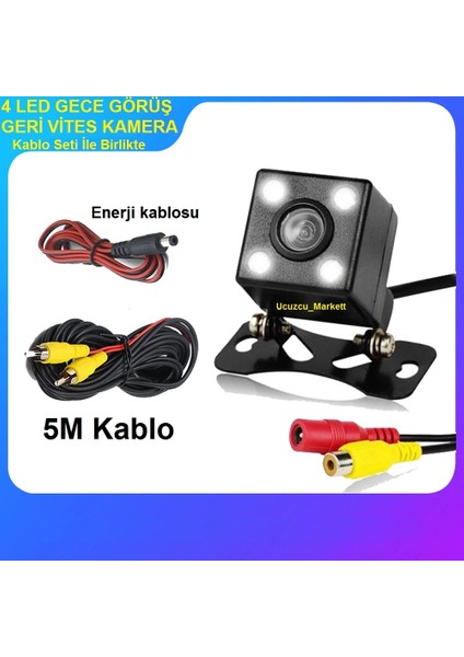 Ucuzcu Market Geri Vites Kamera (4 LED Gece Görüş + Kablo Seti Ile Birlikte)