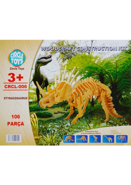 3D Dinazor Ahşap Puzzle Montessori Eğitici Boyanabilir