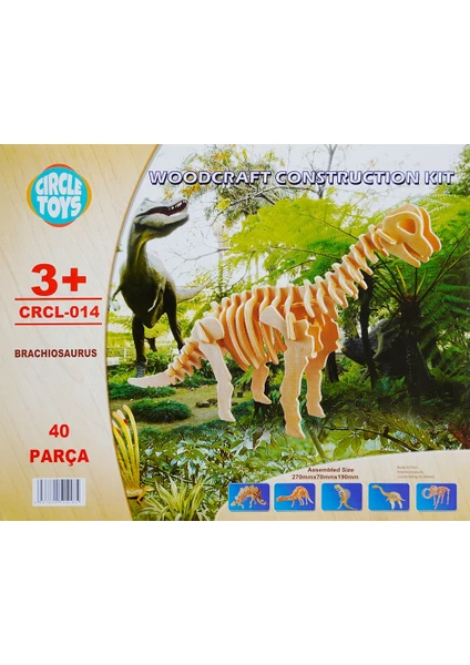 3D Dinazor Ahşap Puzzle Montessori Eğitici Boyanabilir 40PARCA