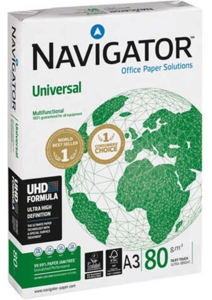Navigatör 1000 Yaprak A3 Fotokopi Kagıdı 2 Adet 500 Lü Paket 80G Beyaz