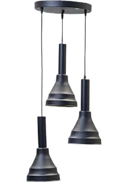 Daria Retro Metal Dekoratif 3 Lü Modern Rustik Sarkıt Avize Çap:30 cm