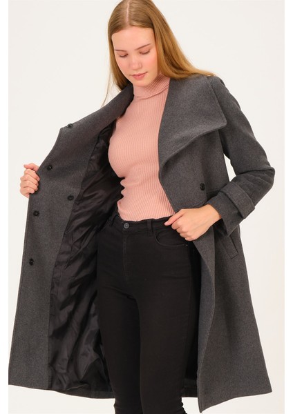 Z6645 Dewberry Kadın Palto-Antrasit