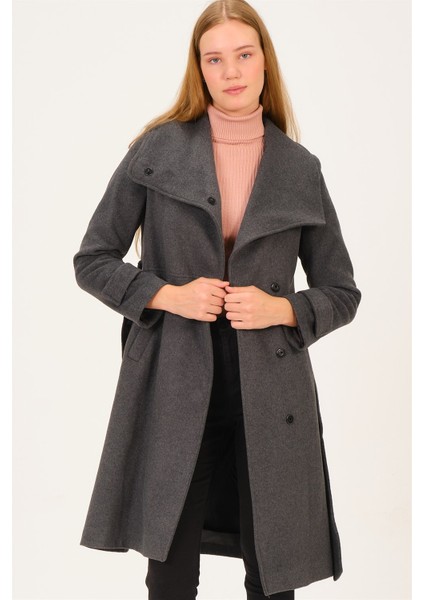 Z6645 Dewberry Kadın Palto-Antrasit modelleri