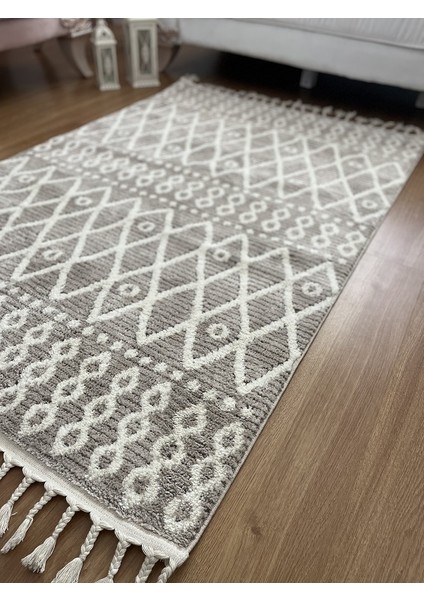 Ipekyün Halı Hav Vermeyen Yumuşak Dokulu Geometrik Modern Desenli Dokuma Halı