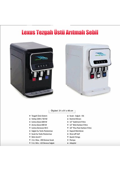 Lexus Tezgah Üstü Arıtmalı Su Sebili fiyatları