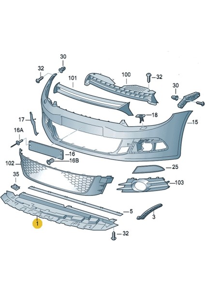 Vw Volkswagen Scirocco 2009-2014 Ön Tampon Altı Spoyleri Plastik Muhafazası 1K8805903B