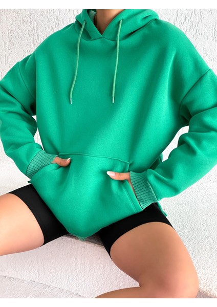 Self Image Yazılı Kapüşonlu Boyfriend Oversize Sweatshirt