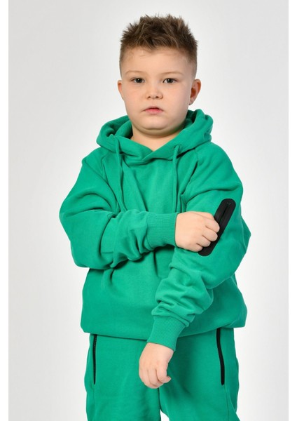 Kapüşonlu Erkek Çocuk Sweatshirt - Yeşil Yeşil - 12-14 Yaş modelleri