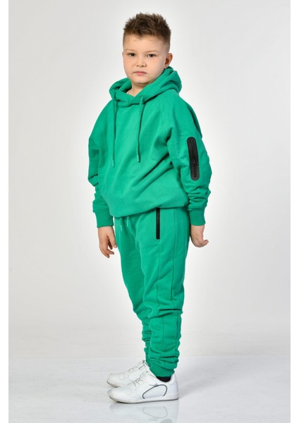 Kapüşonlu Erkek Çocuk Sweatshirt - Yeşil Yeşil - 12-14 Yaş fırsatları