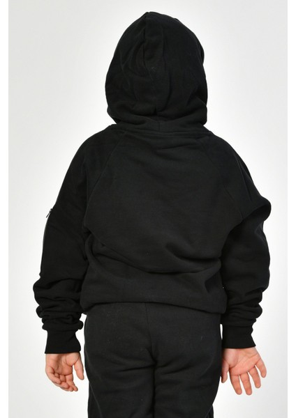Kapüşonlu Erkek Çocuk Sweatshirt - Siyah Siyah - 8-10 Yaş