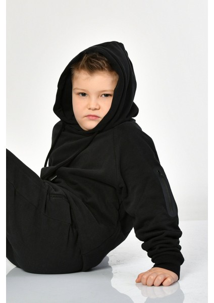 Kapüşonlu Erkek Çocuk Sweatshirt - Siyah Siyah - 12-14 Yaş fiyatları