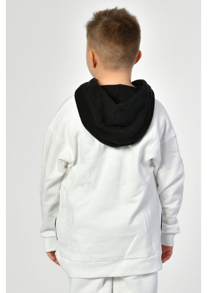 Cepli Kapüşonlu Erkek Çocuk Sweatshirt - Beyaz Beyaz - 8-10 Yaş indirimleri
