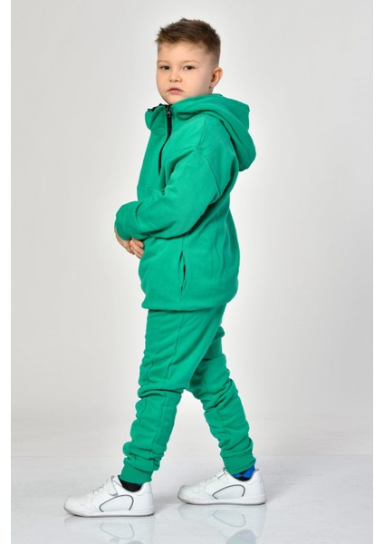 Cepli, Kapüşonlu, Fermuarlı Erkek Çocuk Sweatshirt - Yeşil Yeşil - 10-12 Yaş modelleri
