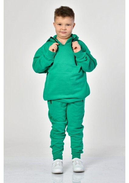 Cepli, Kapüşonlu, Fermuarlı Erkek Çocuk Sweatshirt - Yeşil Yeşil - 10-12 Yaş indirimleri
