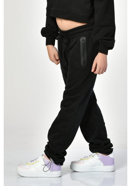 Cepli, Fermuarlı Kız Çocuk Eşofman Altı - Siyah Siyah - 10-12 Yaş fiyatları