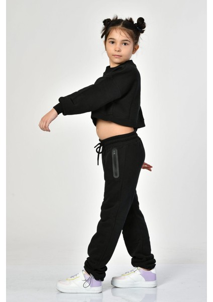 Cepli, Fermuarlı Kız Çocuk Eşofman Altı - Siyah Siyah - 10-12 Yaş modelleri