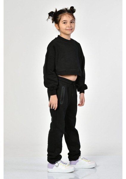Cepli, Fermuarlı Kız Çocuk Eşofman Altı - Siyah Siyah - 10-12 Yaş fırsatları