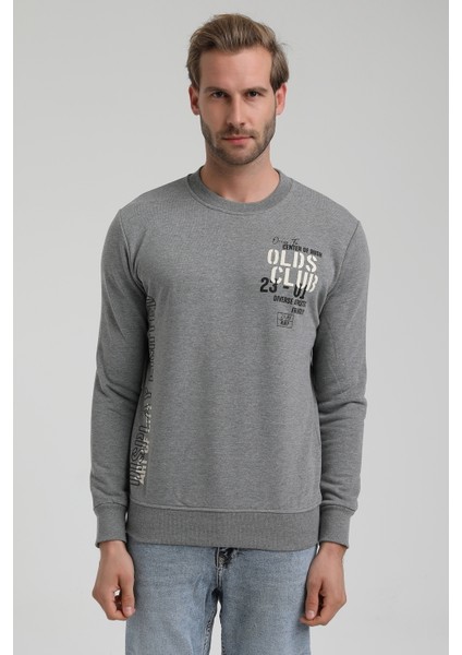 Bisiklet Yaka Gri Slim Fit Sweatshirt 22FWM60122