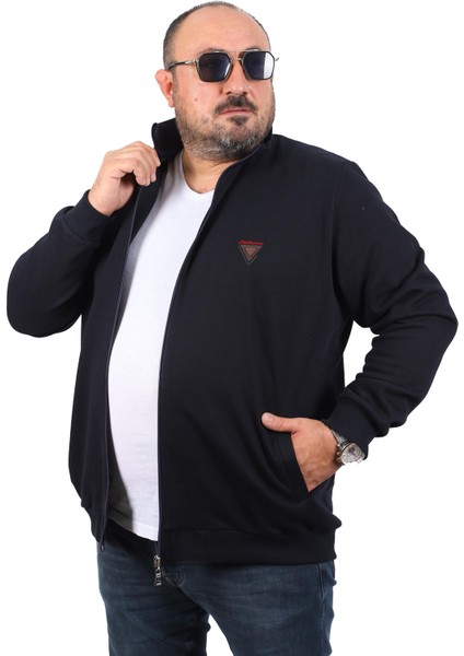 Büyük Beden Hırka Fermuarlı Approval 22723-LACIVERT