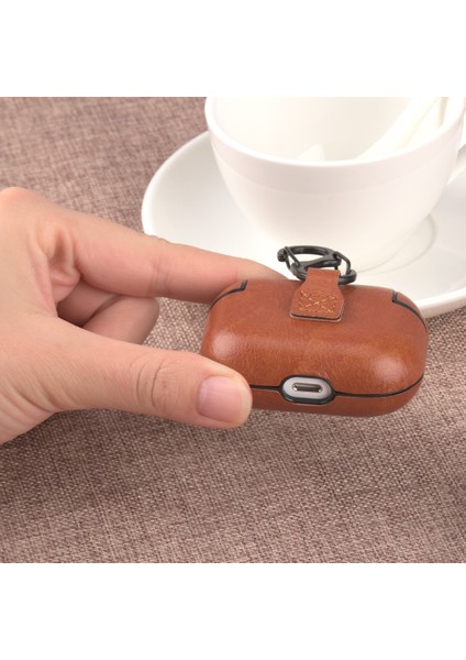 Airpods Pro Lüks Retro Deri Koruyucu Kılıf Airpods Pro Kapak Bt Kulaklık Kılıfları Için (Yurt Dışından)