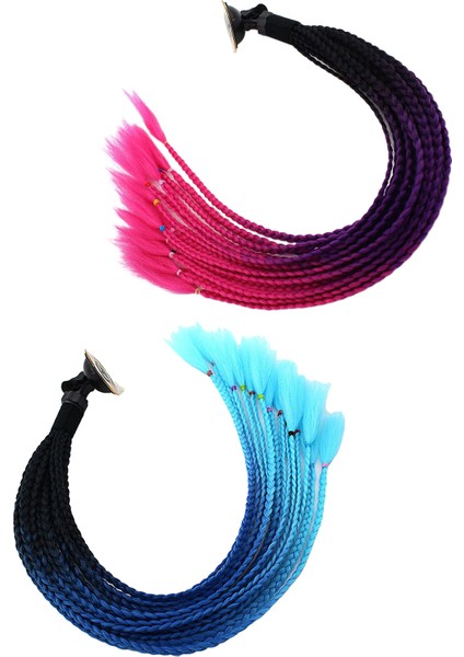 Flameer 2 Adet 55CM Saç Kask Pigtail Gradyan At Kuyruğu Motosiklet (Yurt Dışından)