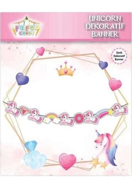 Dekoratif Simli Banner Unicorn