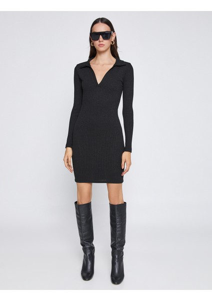 Mini Triko Elbise Polo Yaka modelleri