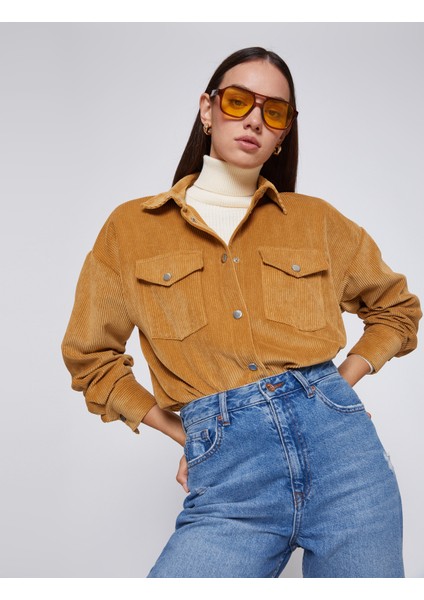 Oversize Gömlek Cepli Çıtçıtlı