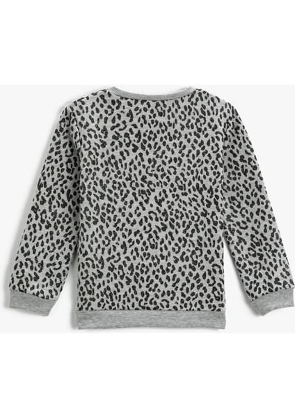 Leopar Desenli Sweatshirt Bisiklet Yaka fiyatları