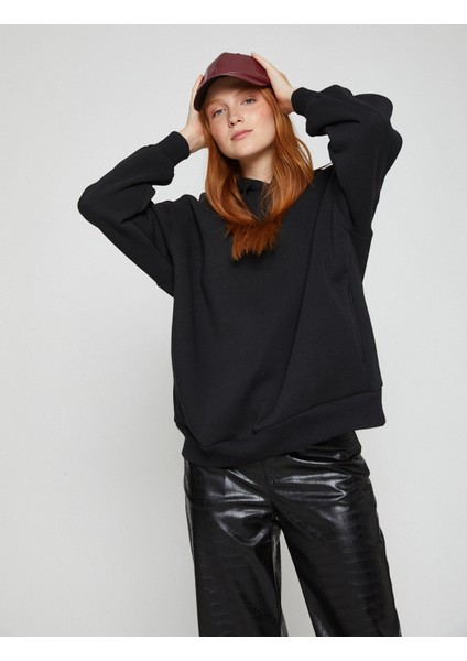 Basic Oversize Sweatshirt Kapüşonlu