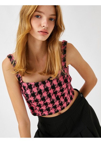 Tüvit Büstiyer Kalp Yaka Crop