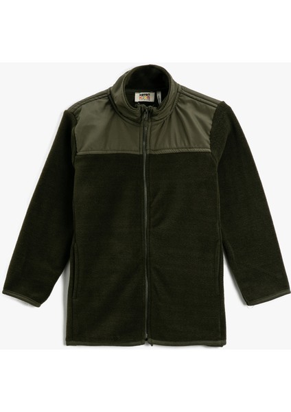 Fermuarlı Polar Sweatshirt Dik Yaka