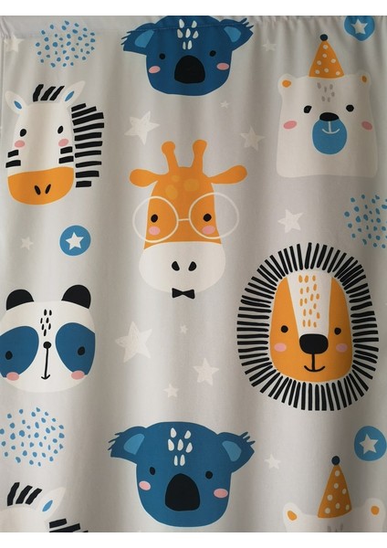 Safari Aslan, Gri, Ithal Kumaş, Çocuk ve Bebek Odası Fon Perde - 1 Kanat fiyatları
