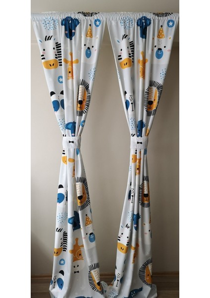 Safari Aslan, Gri, Ithal Kumaş, Çocuk ve Bebek Odası Fon Perde - 1 Kanat modelleri