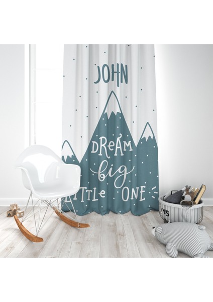 Iskandinav Stili Dağlar,Yeşil, Ithal Kumaş, Çocuk ve Bebek Odası Fon Perde - 1 Kanat fiyatları