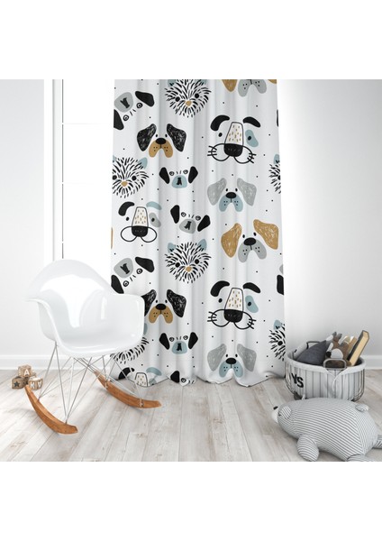 Sevimli Bebek Köpekler, Ithal Kumaş, Çocuk ve Bebek Odası Fon Perde - 1 Kanat fiyatları