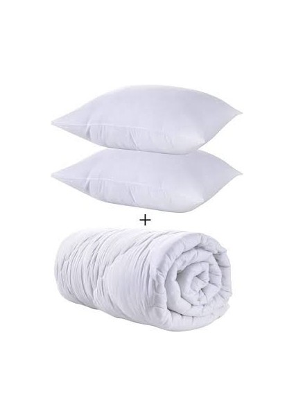 Çift Kişilik Antialerjik Lüx Silikon Yorgan ve Yastık Uyku Seti 2 Adet Yastık 800 gr Pamuklu Beyaz fırsatları
