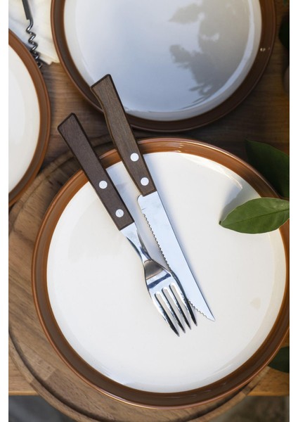 Parthenia Hardal Kenarlı 6lı Pasta Seti-21 cm