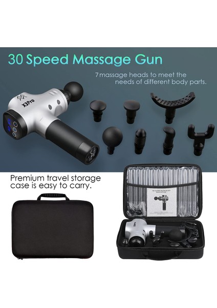 X3PRO Masaj Tabancası 24V Spor 30 Hız Vurmalı Süper Sessiz Fırçasız Motor,gümüş fiyatları
